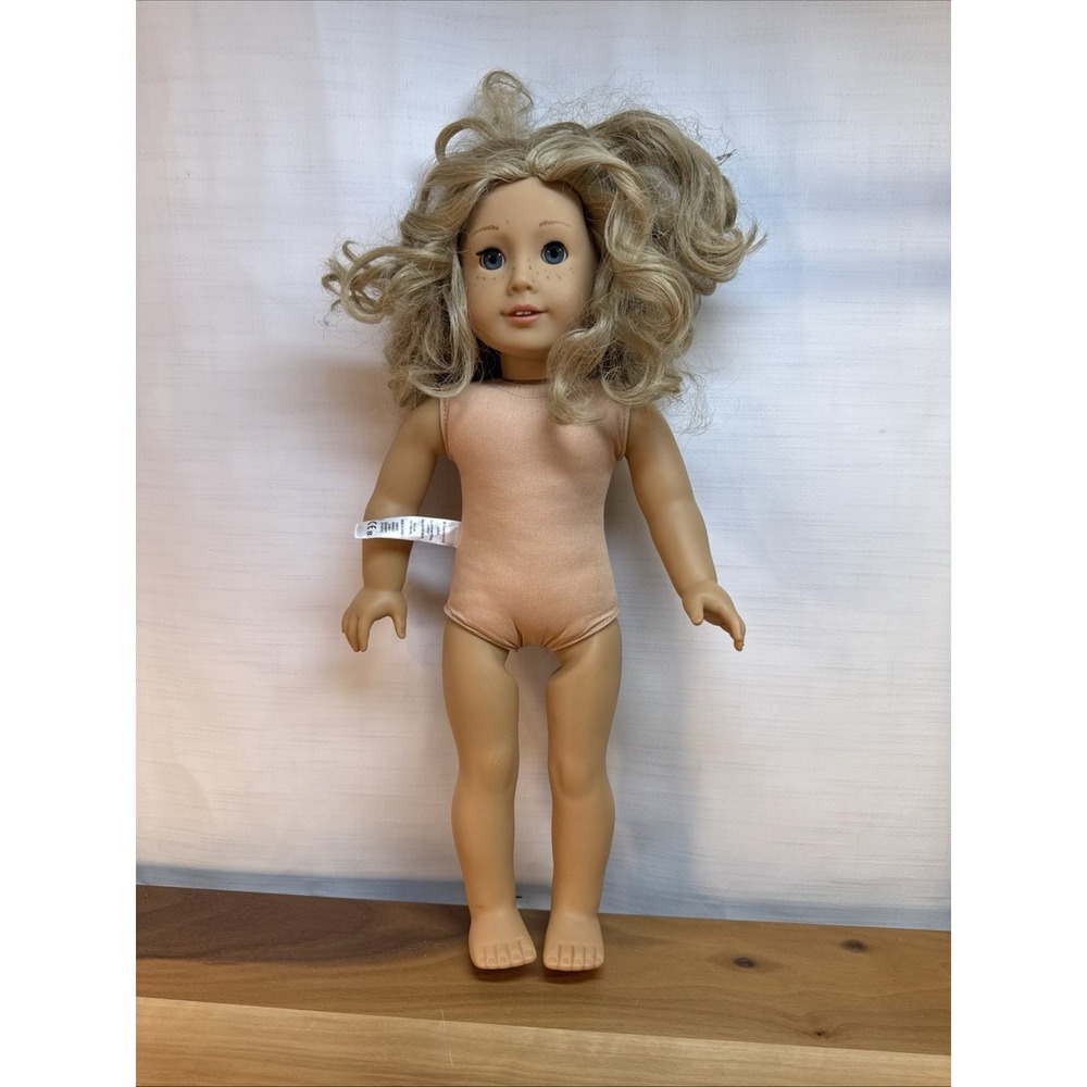 American Girl Doll Blond Curly Hair Blue Eyes Doll Freckles Year 2014